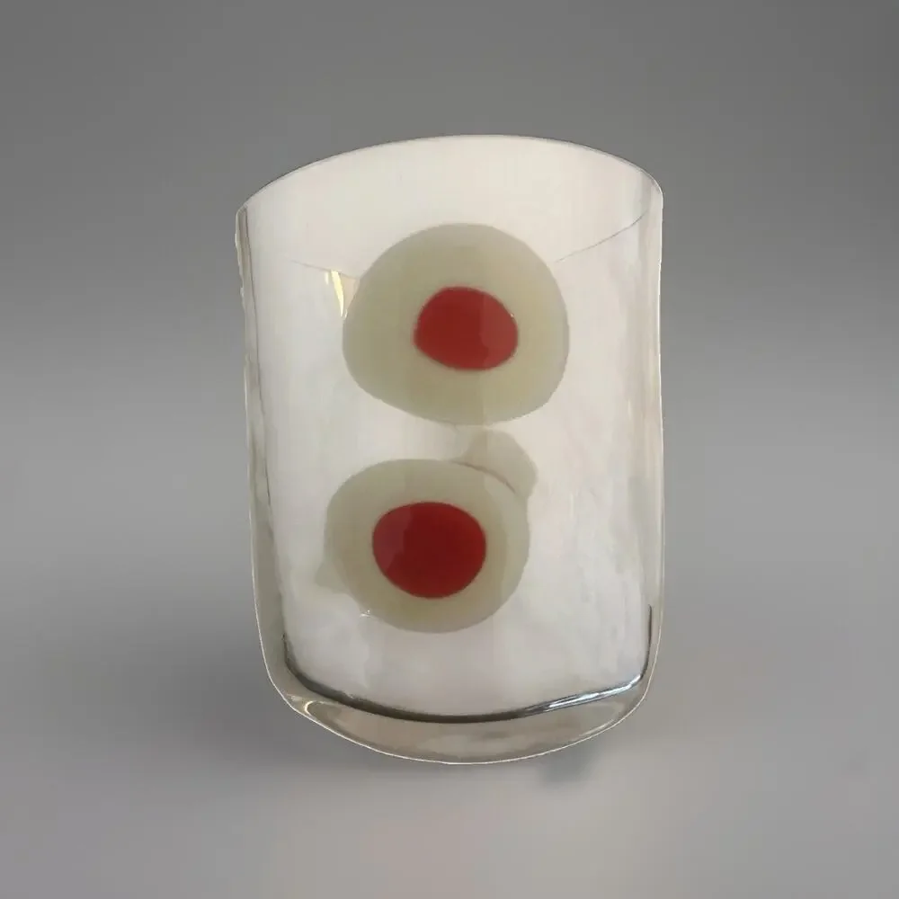 New Carlo Moretti Murano Glass Bud Vase Bora Tumbler Simple Red Polkadot Signed